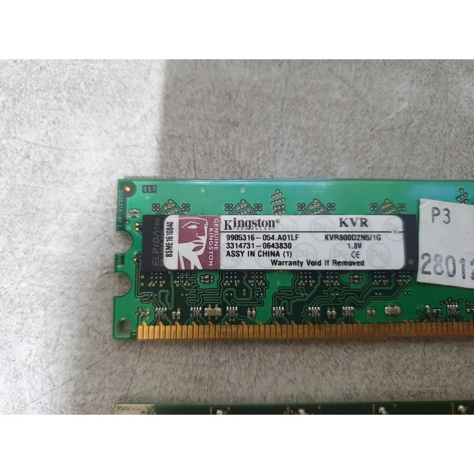 Lot 2 Kingston KVR800D2N5/1G Memory Module 1GB & Rendition RM25664AA800.16FE 2GB - Image 2 of 4