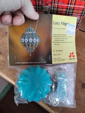 NOS Vtg Vintage LeeWards LACY FILIGREE Blue Sequin Bead Christmas Ornament Kit