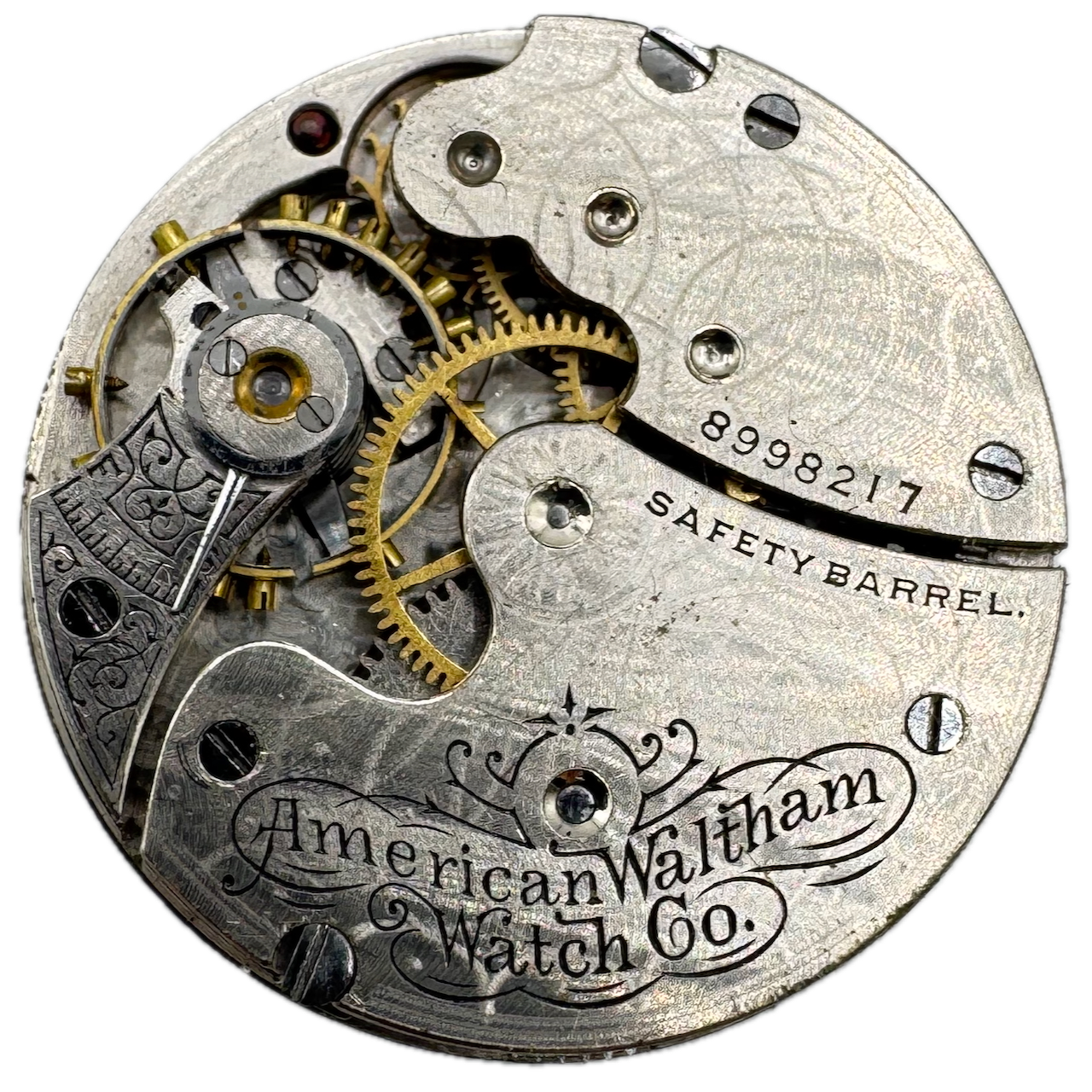 Antique 0s 1898 Waltham 7 Jewel Mechanical Hunter Pocket Watch Movement Seaside