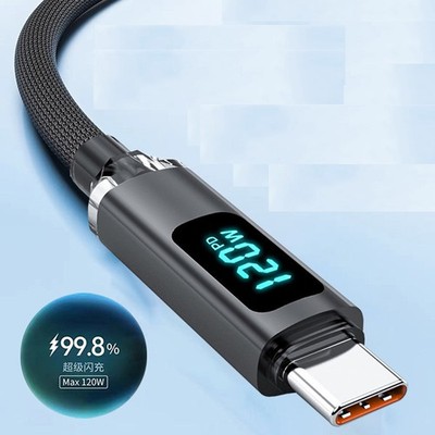 USB C Ladekabel 120W 6A LED Anzeige Schnelles USB-A bis Typ-C Kabel 1m 1.5m 2m