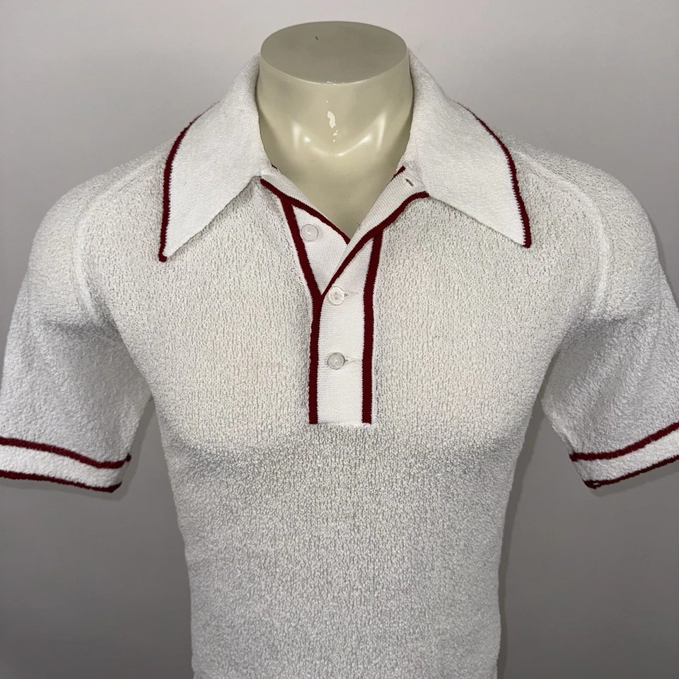 Vtg 60s 70s Falcon Shirt Mens Large Stretch Disco Rat Pack MCM Polyester Stretch - Image 2 of 4