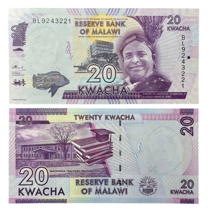 Malawi 20 Kwacha Banknote, 2016, P-63, Uncirculated X 1 PC 🇲🇼 💎 💠