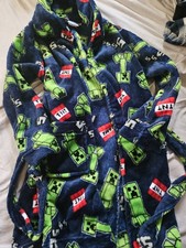 Minecraft Robe Boys 6/7 Long Sleeve Bath Robe Creeper TNT