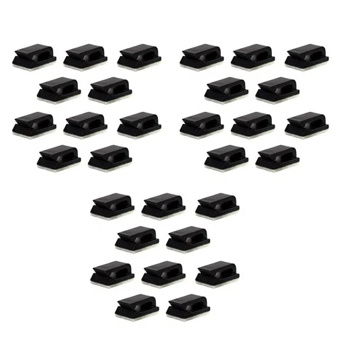 30Pcs Wire Clip Black Car Tie Rectangle Cable Holder Mount Clamp Self Adhesive J