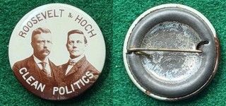 RARE 1904 PRESIDENTIAL COATTAIL ROOSEVELT HOCH KANSAS REAL PHOTO JUGATE PINBACK
