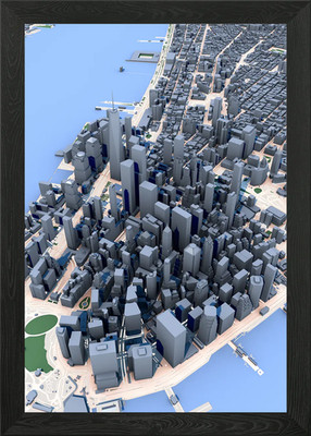 Luftbild 3D Modell von New York City gerahmtes Wandbild Poster Leinwanddruck Bild