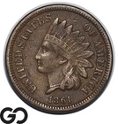 1861 Indian Head Cent Penny, Choice XF++ Tougher Date