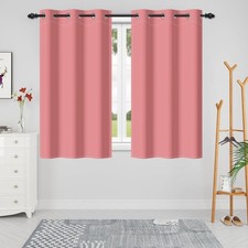 Pink Room Darkening Window Curtains Solid Colored Energy Saving Blackout Wind...