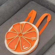 Cute Orange Shape Itabag Crossbody Portable Plush Handbag Doll Shows Backpack