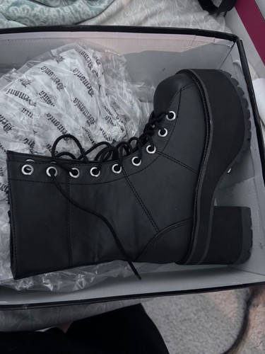 DEMONIA RANGER 301 Punk Gothic Women's 3" Platform Black Calf High Boots