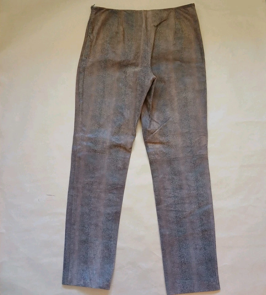 Vintage 90s Valerie Stevens Genuine Brown Leather Snakeskin Pants Size 4 Lined - Image 2 of 4