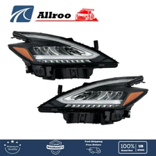 Left+Right Side Headlights For Nissan Murano 2019 2020 2021 Black Headlamp LED