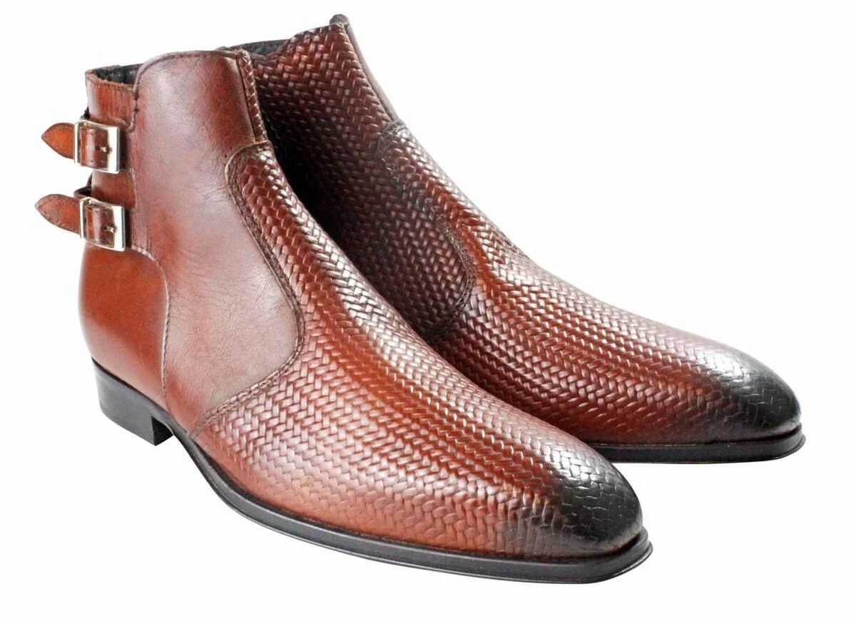 Assimi Brown Italian Leather Boots, Best Dress Boots for Men Handmade Italian Leather Boots, Men main image 3