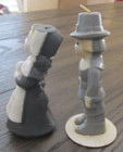Gurley Pilgrim Girl and Boy 5" Pair Candles Unburned Vintage Thanksgiving — photo 2