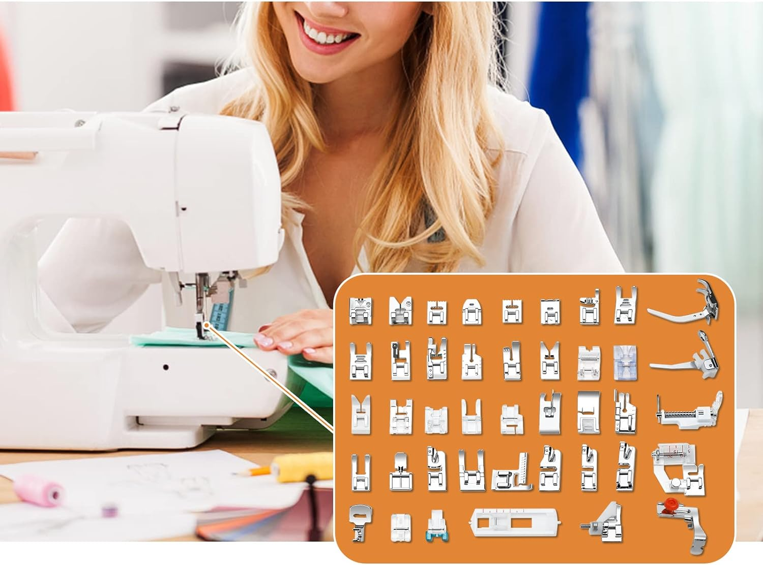 Machine Operating Manual Presser Foot Set 42Pcs, Sewing Machine Presser Feet Kit Accessories ...