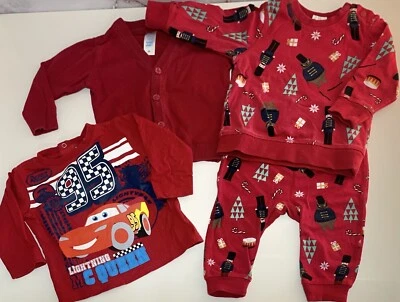 Baby Set H&M Disney Cars baby club Weihnachten X-Mas Anzug Outfit Gr. 68 Rot - Bild 1 von 4