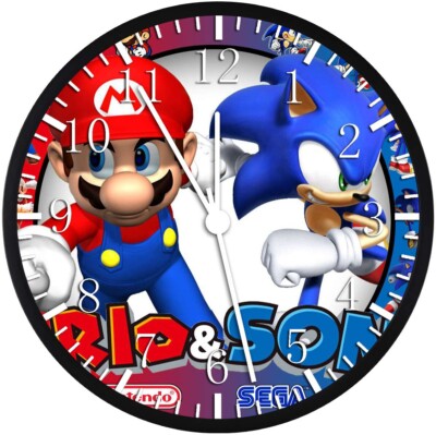 Super Mario Super Sonic Wall Clock 12'' Personalized option adding names W53
