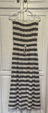 Gap Size Small Strapless Maxi Dress Striped Rope Belt Boho Beach Boat Coastal