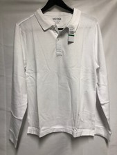 Nautica School Uniform Boys Large 38/39 L/S Pique Polo White - FREE SHIPPING