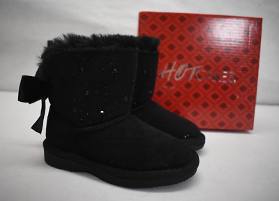 Hot Cakes Girl Toddler Lil Nora Boots 336760 Black Rhinestones Bow Tie Size 7 M