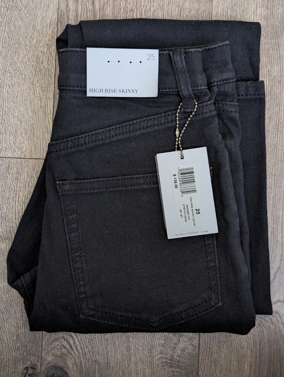 WeWoreWhat High Rise Skinny Ankle Zip Jeans Jet Black Size 25 NEW