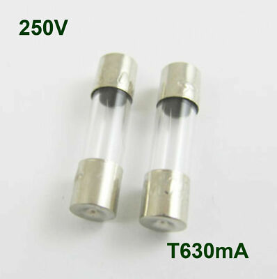 10pcs Glass Tube Fuse 5mm x 20mm T630mA 630mA 0.63Amps T0.63A 250V Slow Blow