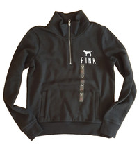 Victoria's Secret PINK Extra Small XS Half Zip Sweatshirt Sweater Back Dog NWT