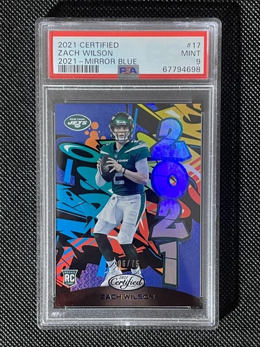 2021 Certified Zach Wilson Mirror Blue Graffiti RC /75 PSA 9