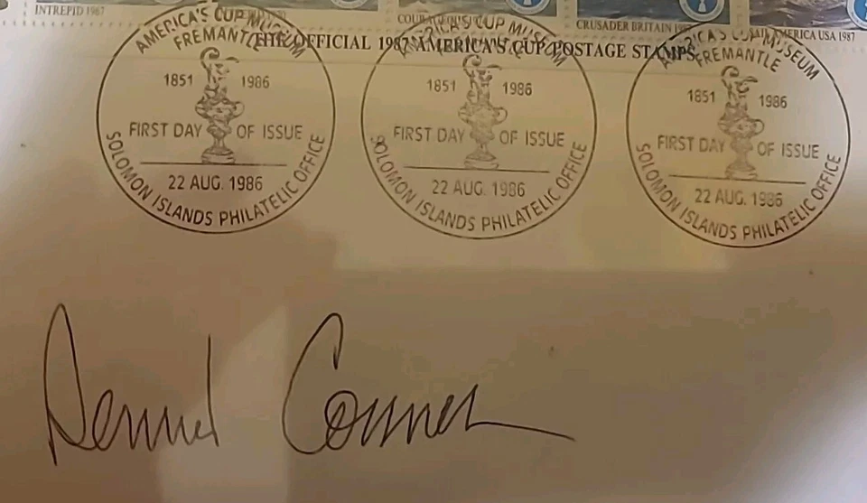 Copa América 1987 Australia FDC firmada por DENNIS CONNER Islas Salomón Foto 2 de 4