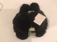 Lauren Conrad Faux Slide Slippers Size XL Black New