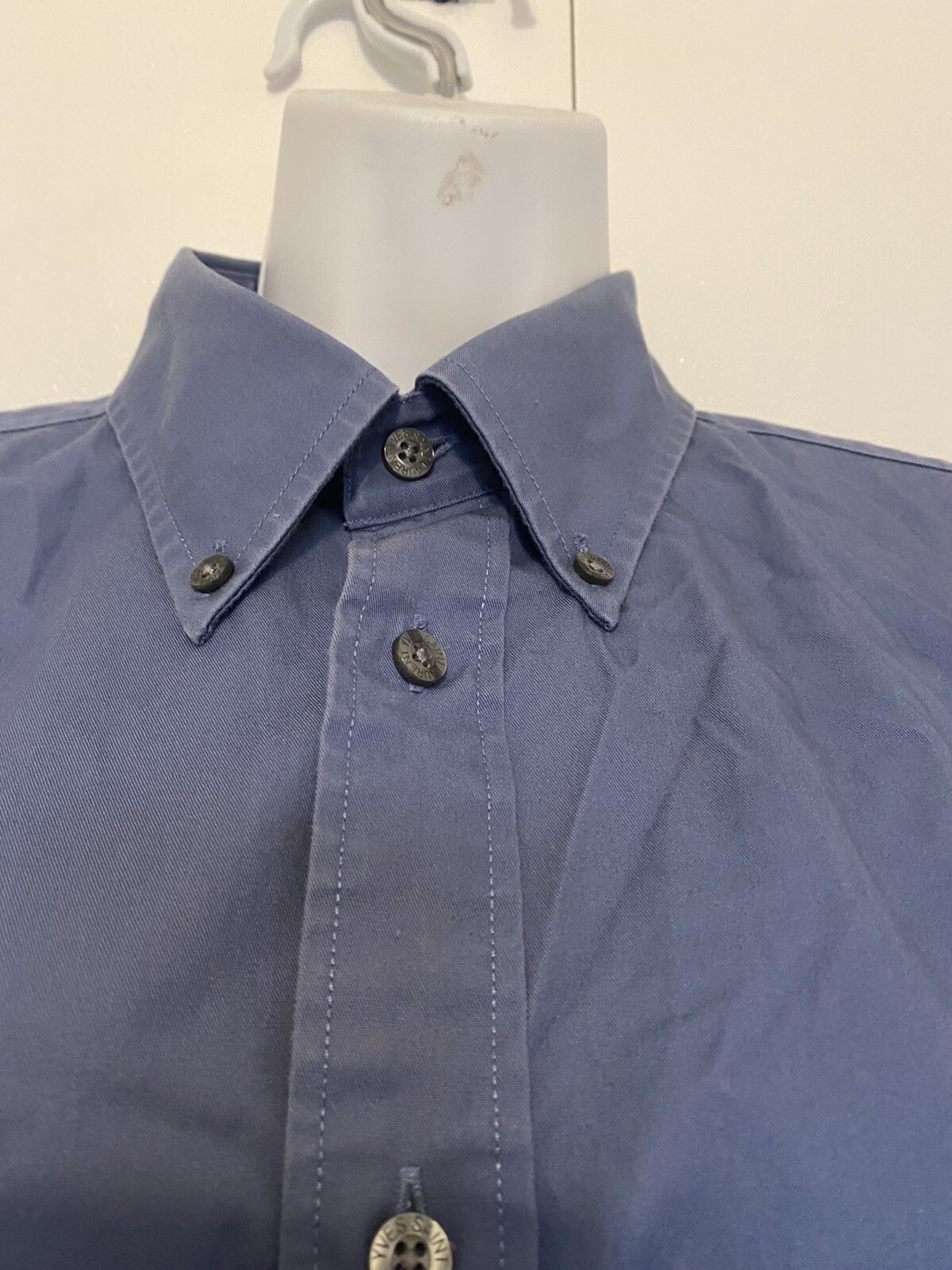 Camicia Yves Saint Laurent uomo M blu manica corta 100% cotone vintage