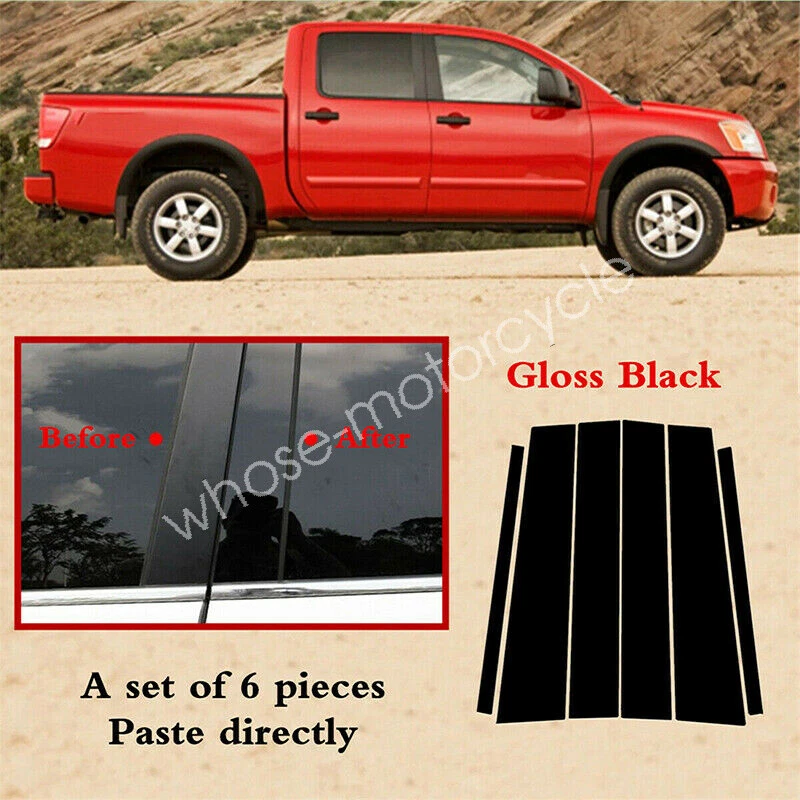 For Nissan Titan Crew Cab 2004-2015 6pcs Pillar Posts Door Window Trim Cover - Image 3 of 4