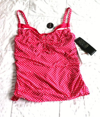 Coco Reef Tankini Top Underwire size 40C/16 Retail $79 Pink/White Polka Dots