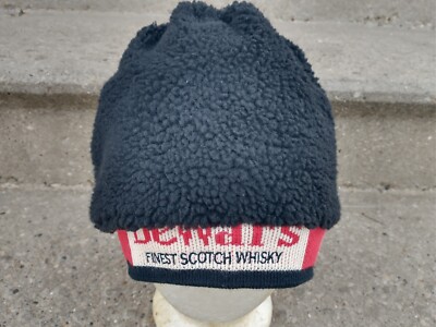 VINTAGE DEWAR'S SCOTCH WHISKEY FEATHER BONNER  HAT BEANIE  BLACK   CANADA