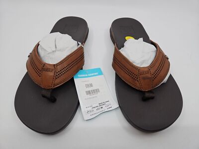 REEF MEN'S CUSHION LUX FULL GRAIN LEATHER FLIP FLOPS SANDALS COPPER BCI8308