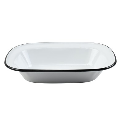 White Enamel Food Serving Dish Oven Tin Cook Plate Kitchen Tray Farmhouse Decor