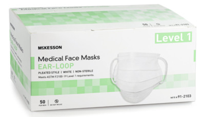 McKesson ASTM Level 1 Procedure Masks - 50 per Box - Case of 10 Boxes/500 Masks