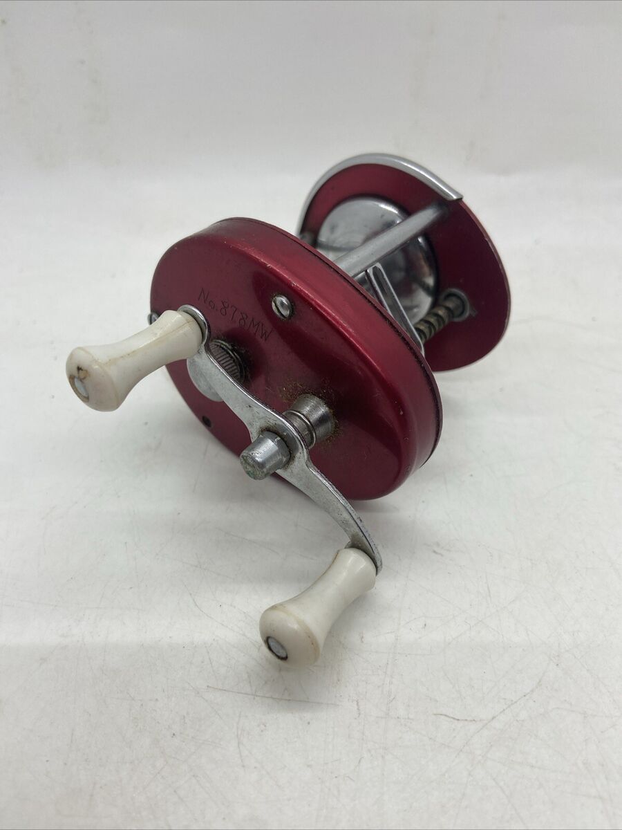 Vintage Red Metal Open Fishing Reel, Made in Japan, Marked Vintage Red Metal Open Fishing Reel, Made in Japan, Marked