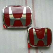 Fit for 2006-2015 HONDA CIVIC SEDAN COUPE DX SI NEW 2 PC Front Rear Red H Emblem