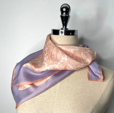 Vintage- Soft Peach  Lavender Paisley Neckerchief/Scarf - Beautiful