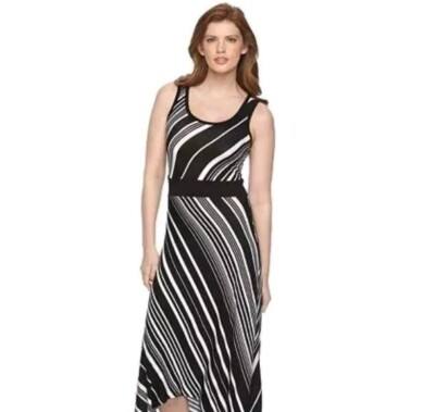 apt 9 black and white dress APT.9-BLACK/WHITE-STRIPE-SCOOP NECK-SLEEVELESS-MAXI DRESS-SIZE-3X-NWT