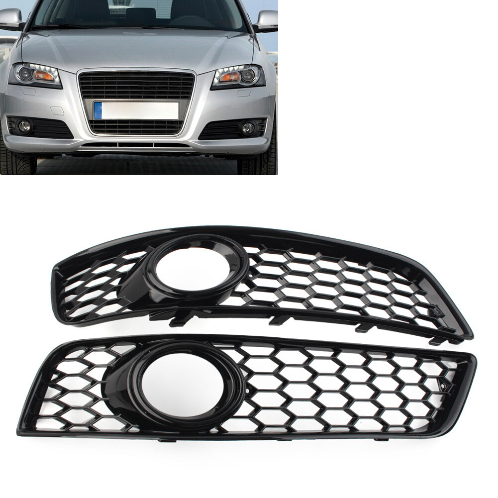 Front Bumper Honeycomb Fog Light Grille Cover For Audi A3 8P 2009-13 W/Hole US