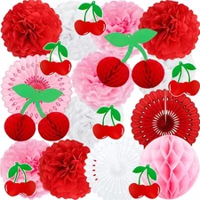 Cherry Party Decorations Hanging Paper Honeycomb Cherry Themed Party Decorati...