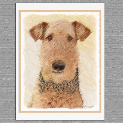 6 Airedale Terrier Dog Blank Art Note Greeting Cards