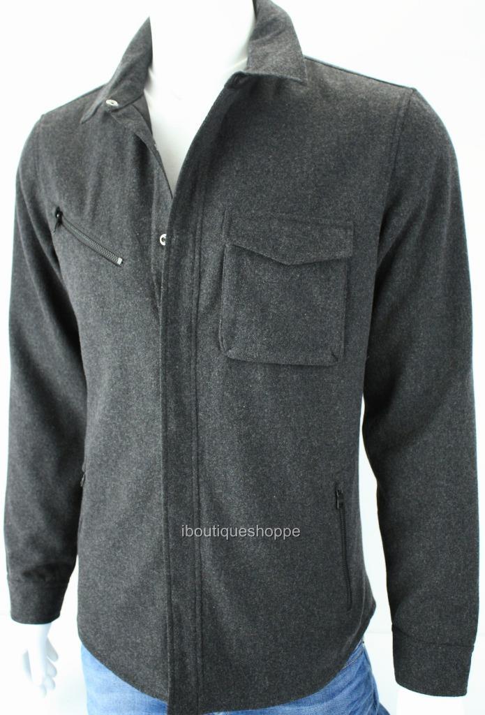 Armani Exchange A|X Mens Snap Front Collared Wool Logo Jacket Zip