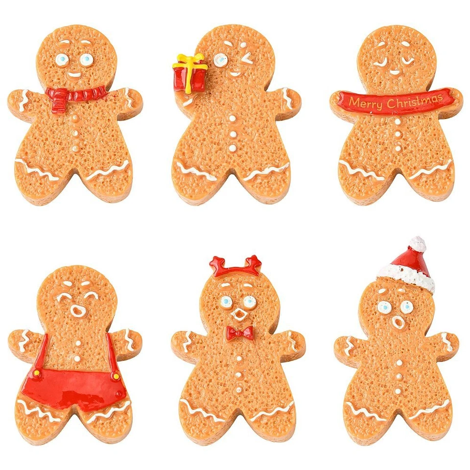 18x Pan de Jengibre Hombre Marrón Navidad Espalda Plana Dije Cabachon para Estuche de Teléfono Decoración Foto 2 de 4