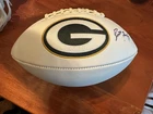 Brett Favre Signed Green Bay Packers White Panel Logo NFL Football Gtd Pass JSA