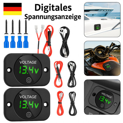 DC 12V 24V Digital Voltmeter Batterieanzeige, 2PCS Auto Spannungsmessgerät Batte