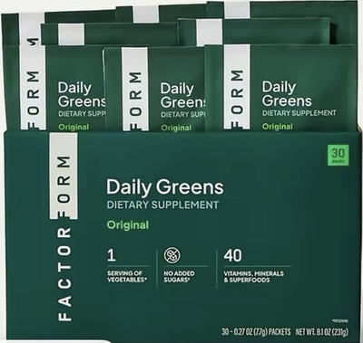Factor Form Daily Greens Green Superfood Powder Original No Added Sugar 30 Ct