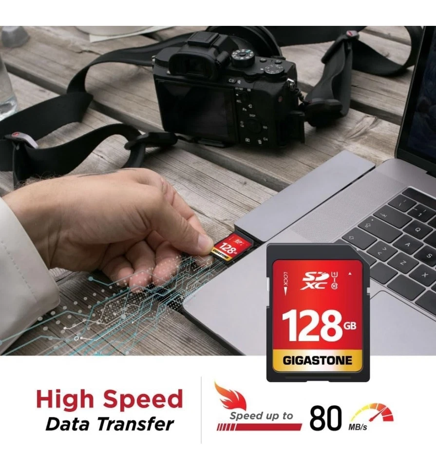 Gigastone 128GB X2 SD Card Memory Card for Cameras Full HD Video SDXC U1 Class10 - Image 3 of 4